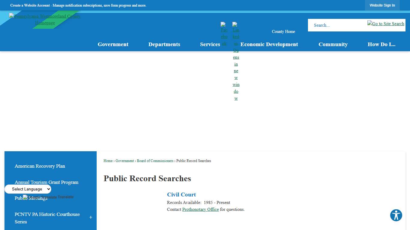 Public Record Searches | Westmoreland County, PA - Official Website
